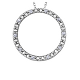 10K White Gold .05ctw Diamond Circle Pendant on Chain