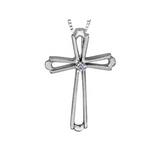 10K White Gold .01ct Diamond Cross Pendant on Chain