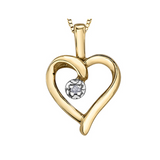10K Yellow Gold .01ct Diamond Heart Pendant on Chain
