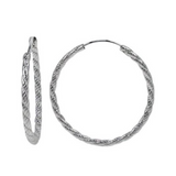 Sterling Silver 20mm Diamond cut Hoops with Slip Closure