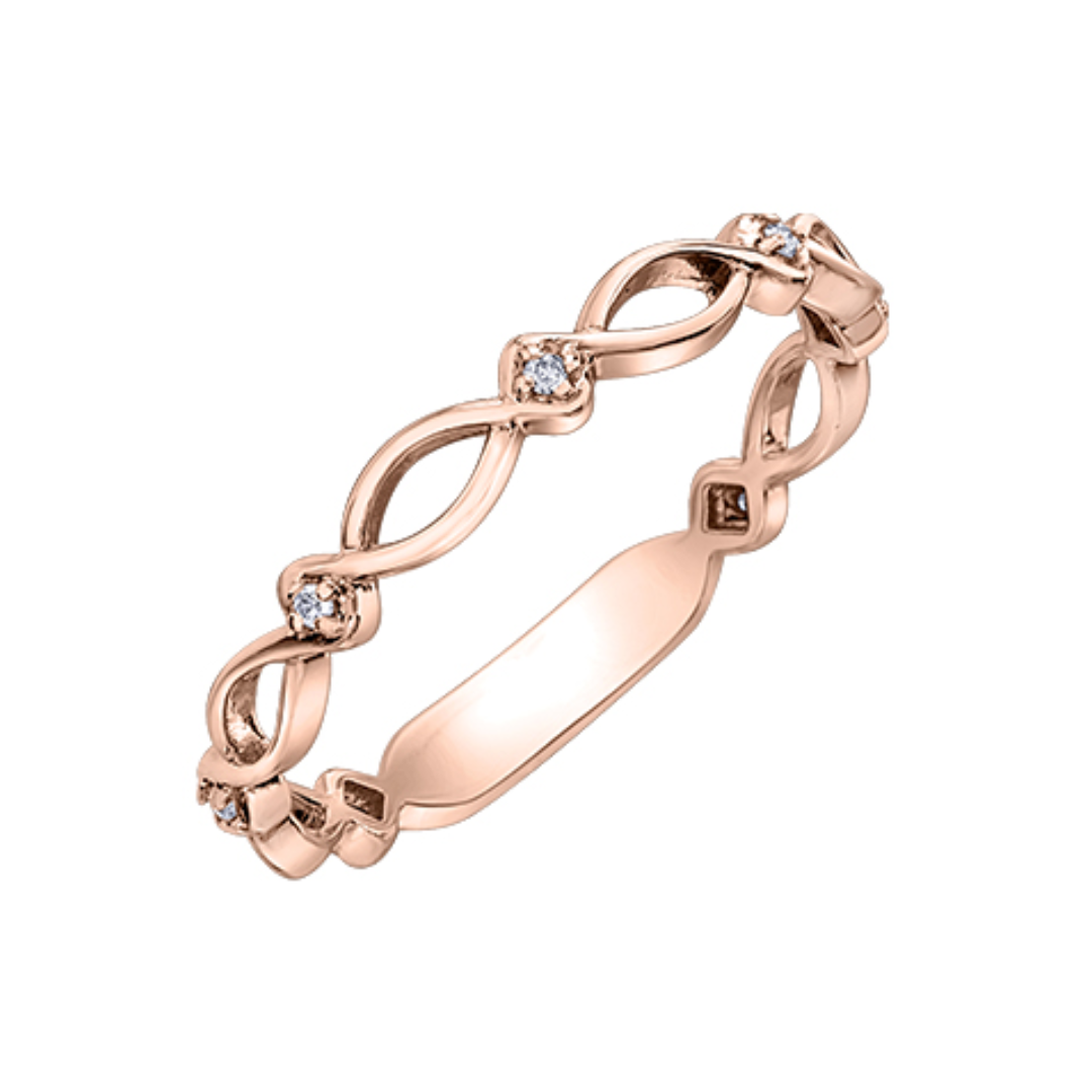 10K Rose Gold Chi Chi Interlocking .035ctw Diamond Ring