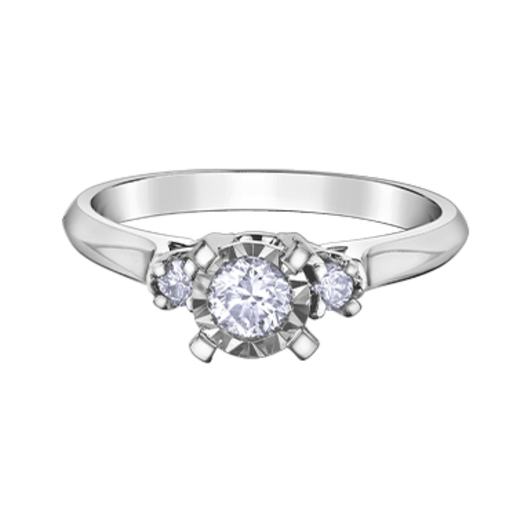 10K White Gold .323ctw Canadian Diamond Illuminaire Trinity Ring