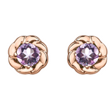 10K Rose Gold 3mm Lilac Amethyst Rope Halo Stud Earrings
