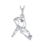 10K White Gold .022ct Round Brilliant Canadian Diamond Hockey Player Pendant with Chain