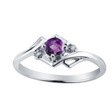 10K White Gold 4mm Amethyst & .01ctw Diamond Ring