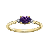 10K Yellow Gold 5x3mm Amethyst & .02ctw Diamond Ring