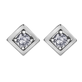 FJ 10K White Gold .08ctw Diamond Square Studs