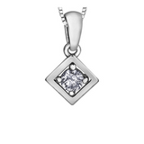 10K White Gold .07ct Diamond Drop Pendant with Chain