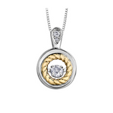 10K Yellow and White Gold .092ctw Diamond Pulse Pendant with Chain