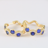 14K Yellow Gold .29ctw Diamond & Sapphire Hoops