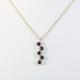 14K Yellow Gold .12ctw Diamond & Sapphire Pendant with Chain