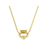 10K Yellow Gold Diamond and Citrine Pendant on Chain
