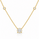 14K Yellow Gold 16/17/18" .27CTW Diamond Station Necklace with Halo
