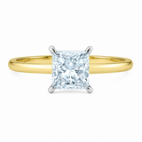 14K Yellow Gold 2.02CT Princess Cut Lab Grown Diamond Solitaire with Knife Edge Band