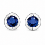 10K White Gold Sapphire Mezza Luna Studs