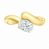 14K Yellow Gold Oval Lab Grown Diamond East-West Solitaire Ring