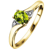 10K Yellow Gold Oval Peridot & .01ctw Diamond Ring