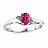 10K White Gold Oval Pink Tourmaline & Diamond Ring