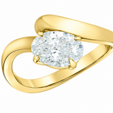 14K Yellow Gold Oval Lab Grown Diamond East-West Solitaire Ring