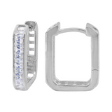 Sterling Silver Cubic Zirconia Rectangular Huggies