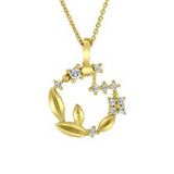 10K Yellow Gold .11ctw Canadian Round Brilliant Diamond Unique Pendant on Chain