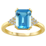10K Yellow Gold Diamond & Blue Topaz Ring