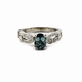 14K White Gold .20CTW Diamond & London Blue Topaz Ring