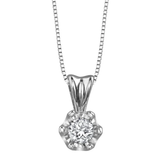 FJ 10K White Gold .05ct Diamond 6 Claw Pendant with Chain