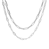 ITN324 Sterling Silver 16+2" Double Paperclip Necklace