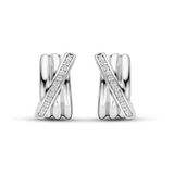 TI SENTO Cubic Zirconia Channel Crossover Multi Band Small Hoops