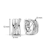 TI SENTO Cubic Zirconia Channel Crossover Multi Band Small Hoops