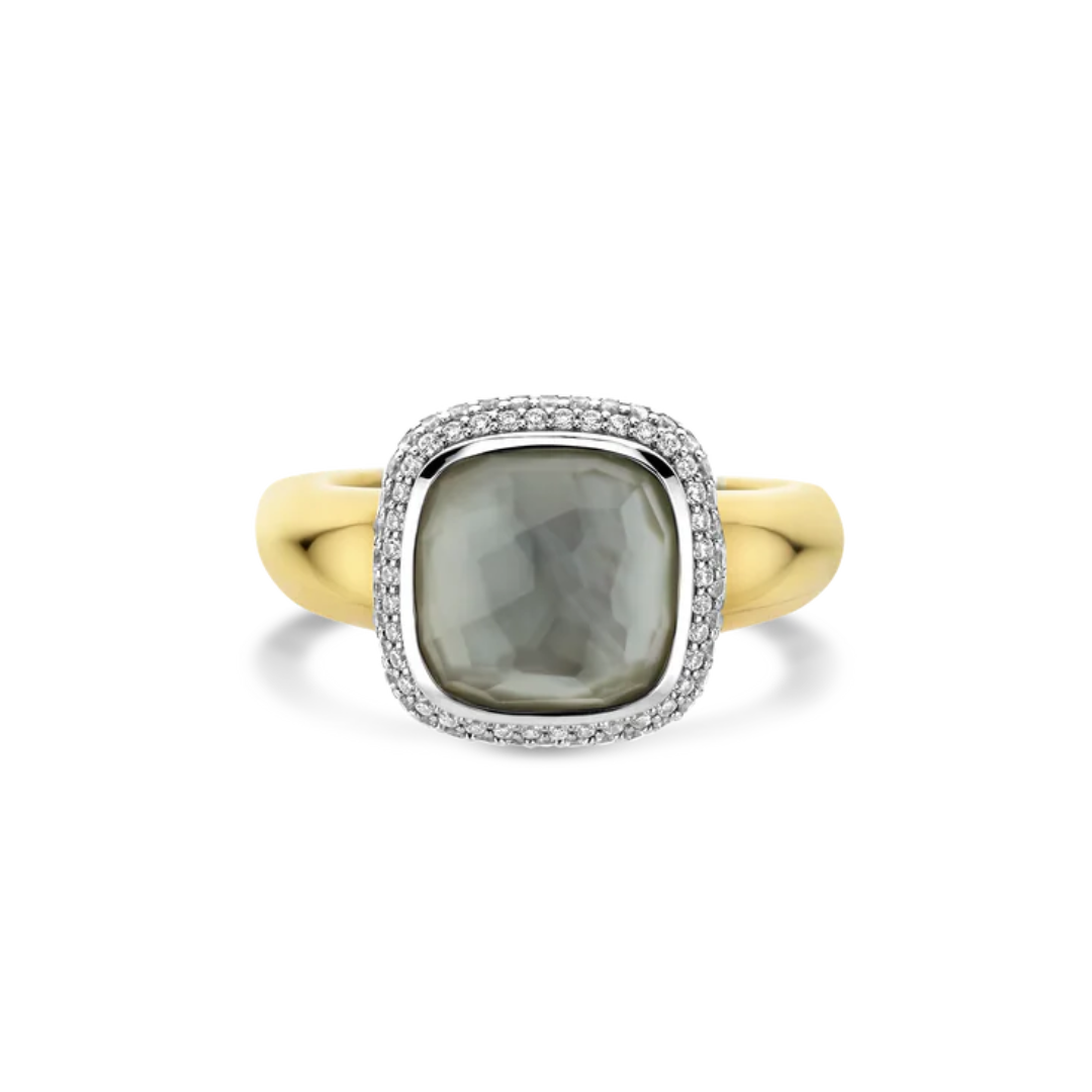 TI SENTO Gemstone Ring w Cubic Zirconia Halo