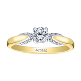 18KPD Yellow & White Gold .387ctw Canadian Diamond Ring w Side Accents