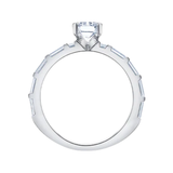 14K White Gold 1.045ctw Canadian Emerald Diamond Ring w Baguette & Princess cut Sides