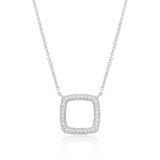14K White Gold .30ctw Open Square Diamond Necklace