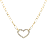 14K Yellow Gold .27ctw Diamond Heart Paperclip Necklace