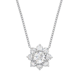 14K White Gold .50ctw Diamond Floral Cluster Necklace