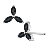 FJ 10K White Gold Marquise Black Sapphire Studs