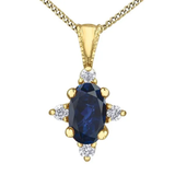 10K Yellow Gold Sapphire & .03ctw Diamond Pendant with Chain