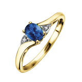 10K Yellow Gold Sapphire & .01ctw Diamond Ring