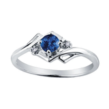 10K White Gold Sapphire & .01ctw Diamond Ring