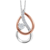 10K White & Rose Gold .115ctw Canadian Diamond Interlocking Pendant on a Chain