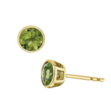 10K Yellow Gold Peridot Bezel Studs