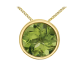 10K Yellow Gold Peridot Bezel set Pendant on a Chain