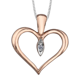 FJ 10K White & Rose Gold .008ct Diamond Heart Pendant with a Chain