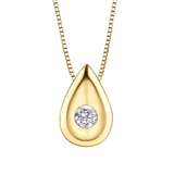 FJ 10K Yellow Gold .03ct Teardrop Pendant with Chain