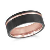 8mm Rose Gold Plated & Black Tungsten Band