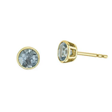 10K Yellow Gold Aquamarine Bezel set Studs