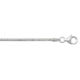 Sterling Silver 18" 1.5mm Diamond cut Rounded Box Link Chain