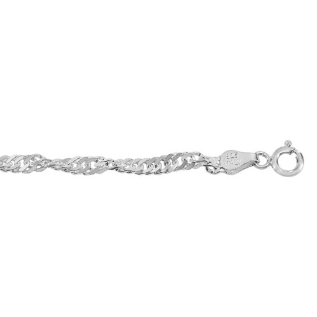 Sterling Silver 7.5" 2.2mm Singapore Link Bracelet